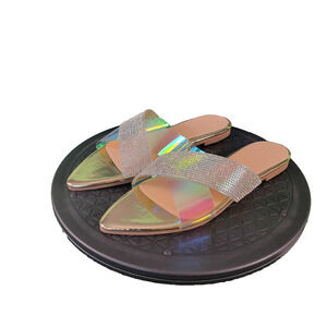 Sole La Vie Carmia Slides Sandals Rhinestone Clear Straps 7 7.5 8 New No Box